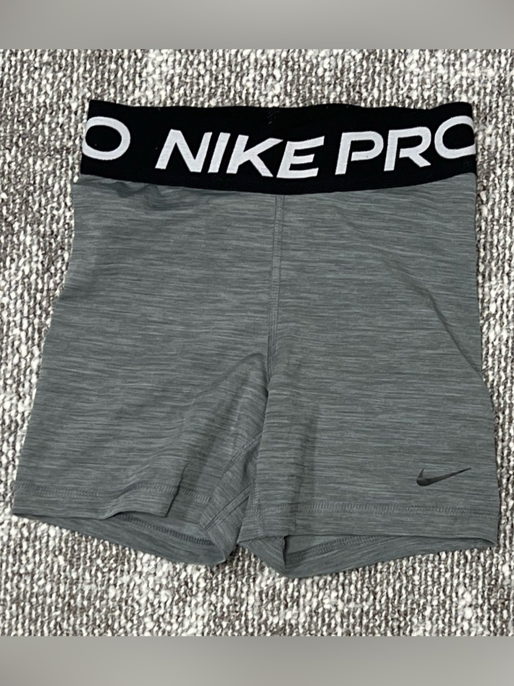 Nike Pro Gray Women's Bike Shorts with Black Waistband